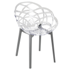 Papatya Flora Sessel transparent Stuhlsitz, Unterteil anthrazitgrau