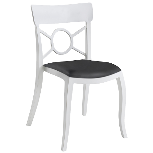 Stuhl mit Sitzkissen Opera-S weiß, weißes Oberteil schwarzes Gewebe
