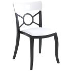 Stuhl mit Sitzkissen Opera-S schwarz, weißes Oberteil weißes Gewebe