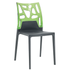 Papatya Ego-Rock Stuhl anthrazit Stuhlsitz, Oberteil transparent grün