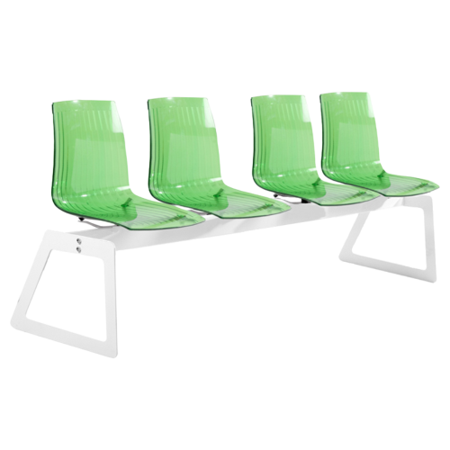 Bank Papatya X-Treme für 4 Sitzplätze ist transparent grün, die Beine sind weiß matt