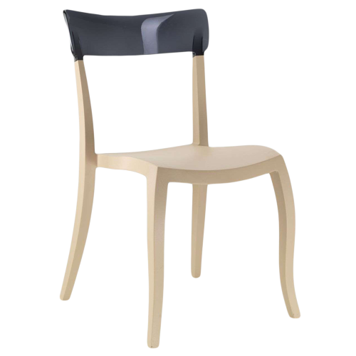 Papatya Hera-S Stuhl hellbeige Stuhlsitz, Oberteil transparent grau