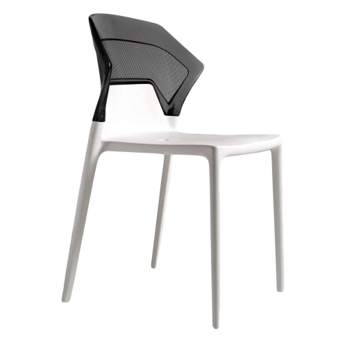 Papatya Ego-S Stuhl weißer Stuhlsitz, Oberteil transparent grau