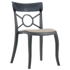  Stuhl mit Sitzkissen Opera-S schwarz, transparentes Oberteil hellgraues Gewebe