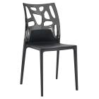 Papatya Ego-Rock Stuhl schwarzer Stuhlsitz, Oberteil transparent grau