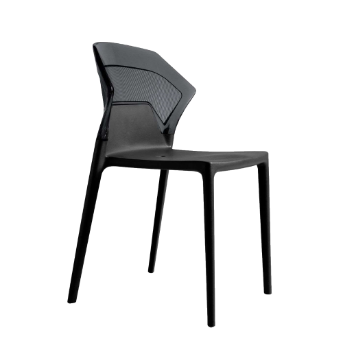 Papatya Ego-S Stuhl schwarzer Stuhlsitz, Oberteil transparent grau