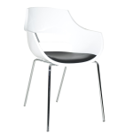 Sessel mit Sesselkissen Opal weiß, chromierte Sesselbeine schwarzes Gewebe Sessel mit Sesselkissen Opal weiß, chromierte Sesselbeine schwarzes Gewebe