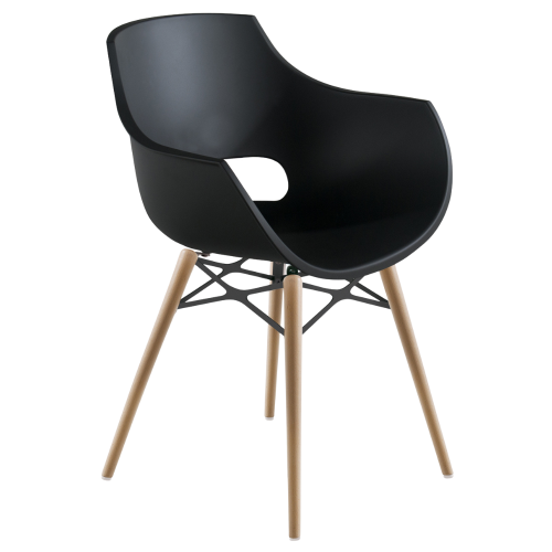 Stuhl Papatya Opal Wox Pro schwarzer, Beine aus Buchenholz