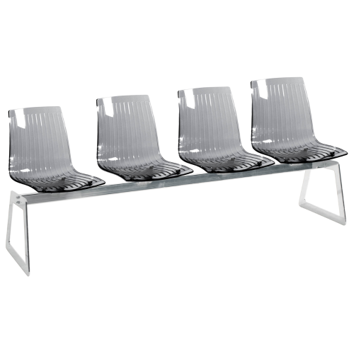 Bank Papatya X-Treme für 4 Sitze transparent-smoke, verchromte Beine