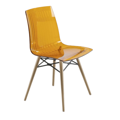 Papatya X-Treme S Stuhl Wox transparent orange, Sesselbeine lackiertes Buchenholz