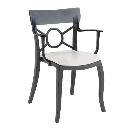 Sessel mit Sesselkissen Opera-K schwarz, transparentes Oberteil weißes Gewebe