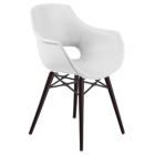 Sessel Papatya OPAL WOX KD, Platte aus weißem Kunstleder, Beine aus Buche Wenge lackiert