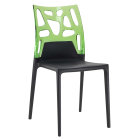 Papatya Ego-Rock Stuhl schwarzer Stuhlsitz, Oberteil transparent grün