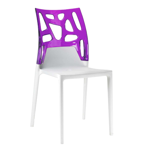 Papatya Ego-Rock Stuhl weißer Stuhlsitz, Oberteil transparent Magenta