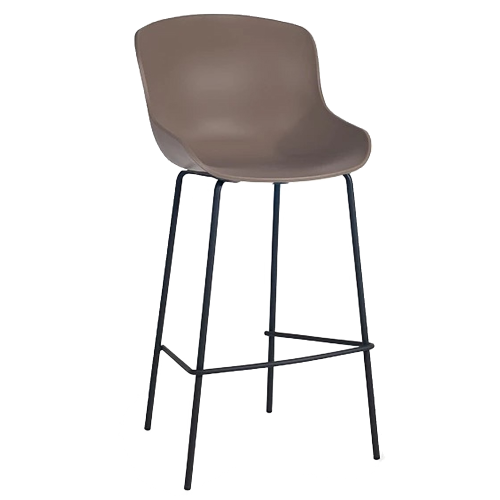 Barstuhl Papatya Globe-S Bar, graubraune Platte 61 schwarze Metallbeine