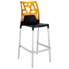 Papatya Ego-Rock Barhocker schwarzer Stuhlsitz, Oberteil transparent orange