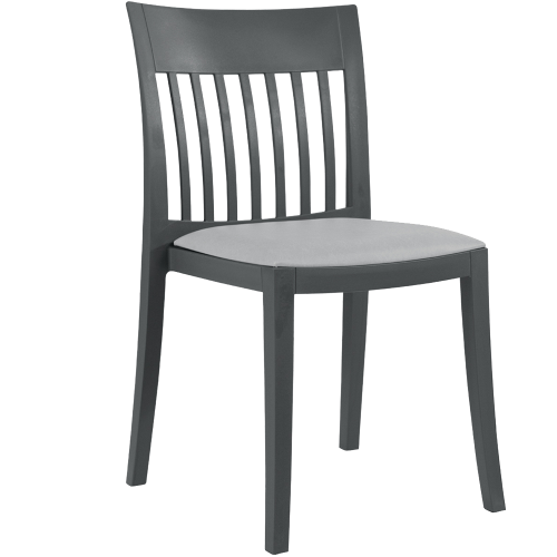 Stuhl mit Sitzkissen Eden-S anthrazitgrau Stamskin graues Gewebe