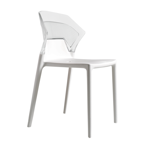 Papatya Ego-S Stuhl weißer Stuhlsitz, Oberteil transparent