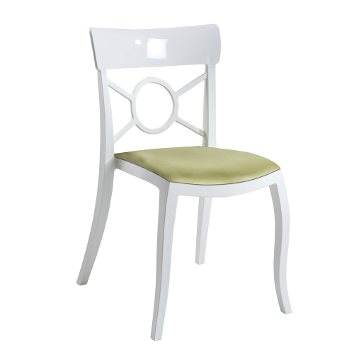  Stuhl mit Sitzkissen Opera-S weiß, weißes Oberteil grünes Gewebe