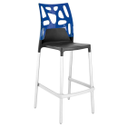 Papatya Ego-Rock Barhocker anthrazitgrau Stuhlsitz, Oberteil transparent Blau