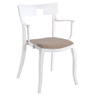 Sessel mit Sesselkissen Hera-K weiß, weißes Oberteil beige Gewebe