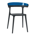 Papatya Luna Sessel schwarzer Stuhlsitz, Oberteil transparent Blau