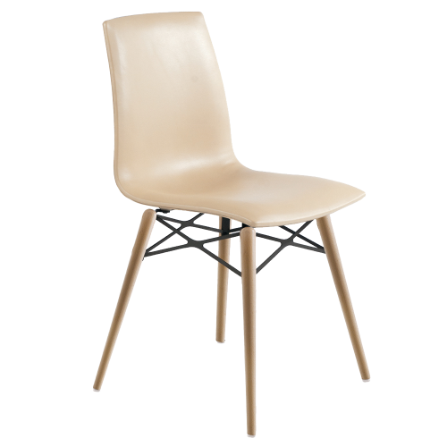 Stuhl Papatya X-TREME SD Wox Holzplatte Kunstleder beige, Beine Buche natur lackiert
