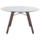 Tisch Papatya Wox Iroko D120x75 Fuß Irokoholz, Tischplatte weiß 1050M