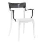 Papatya Hera-K Sessel weißer Stuhlsitz, Oberteil transparent grau