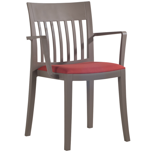 Sessel mit Sesselkissen Eden-K grau-braun Stamskin Gewebe rot