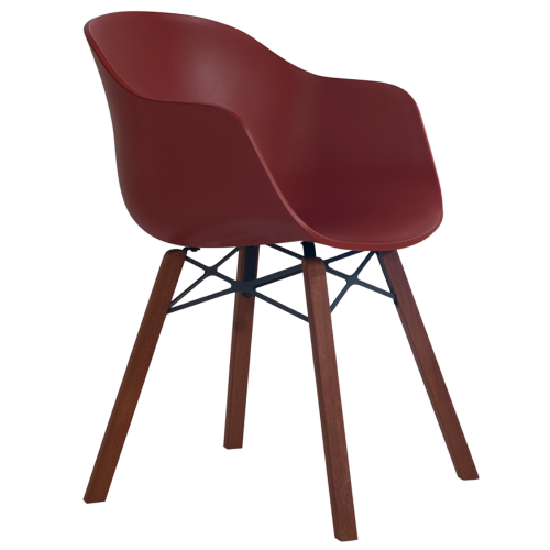 Sessel Papatya Globe-K Wox Iroko, roter Backstein, Beine aus Iroko-Holz