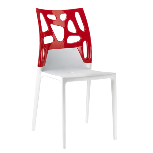 Papatya Ego-Rock Stuhl weißer Stuhlsitz, Oberteil rot