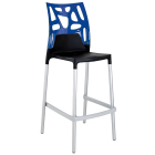 Papatya Ego-Rock Barhocker schwarzer Stuhlsitz, Oberteil transparent Blau