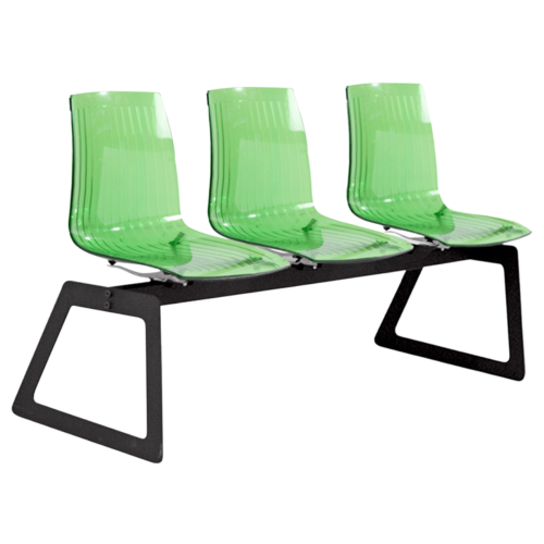Bank Papatya X-Treme für 3 Sitze ist transparent grün, die Beine sind mattschwarz