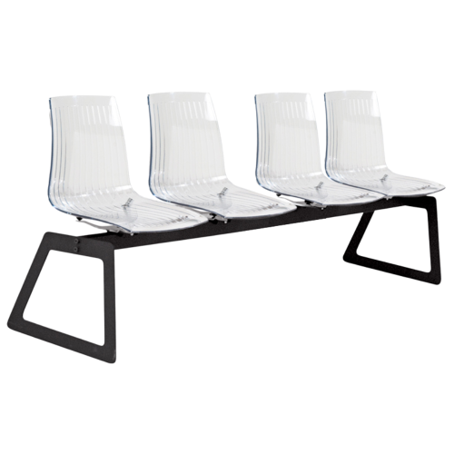 Bank  Papatya X-Treme für 4 Sitzplätze ist transparent und klar, die Beine sind mattschwarz
