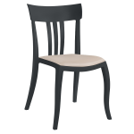 Stuhl mit Sitzkissen Trio-S anthrazitgrau beiges Gewebe Stuhl mit Sitzkissen Trio-S anthrazitgrau beiges Gewebe