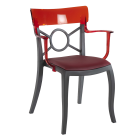  Sessel mit Sesselkissen Opera-K anthrazitgrau, transparent roter Oberteil kirschrotes Gewebe