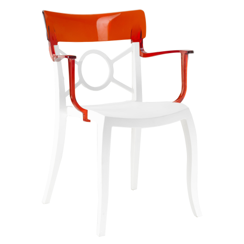 Papatya Opera-K Sessel weißer Stuhlsitz , Oberteil transparent rot