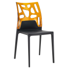Papatya Ego-Rock Stuhl schwarzer Stuhlsitz, Oberteil transparent orange