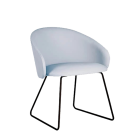 Sessel Papatya Glera-K Sled blaues Kunstleder, schwarz lackierte Metallbeine