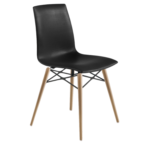 Stuhl Papatya X-TREME SD Wox Holzplatte Kunstleder schwarz, Beine Buche natur lackiert