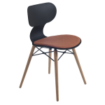 Stuhl mit weichem Kissen Yugo-S Wox Soft schwarzer Stoff roter Backstein, Beine Buche natur lackiert Stuhl mit weichem Kissen Yugo-S Wox Soft schwarzer Stoff roter Backstein, Beine Buche natur lackiert