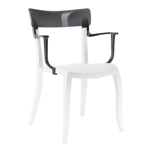 Papatya Hera-K Sessel weißer Stuhlsitz, Oberteil transparent grau