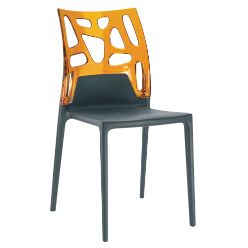 Papatya Ego-Rock Stuhl anthrazitgrau Stuhlsitz, Oberteil transparent orange