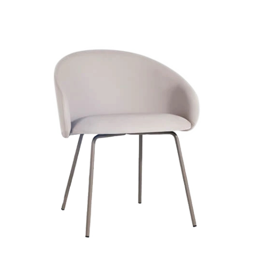 Sessel Papatya Glera-K ML beiges Kunstleder, graubraun lackierte Metallbeine