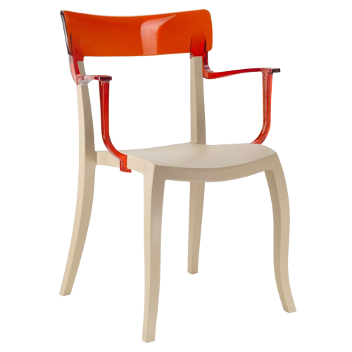 Papatya Hera-K Sessel hellbeige Stuhlsitz, Oberteil transparent rot
