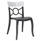 Papatya Opera-S Stuhl schwarzer Stuhlsitz , Oberteil weiß 