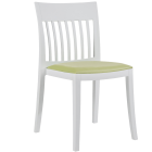 Stuhl mit Sitzkissen Eden-S weiß Stamskin Gewebe Zen grün 159