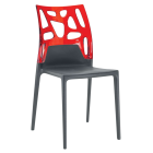 Papatya Ego-Rock Stuhl anthrazitgrau Stuhlsitz, Oberteil transparent rot