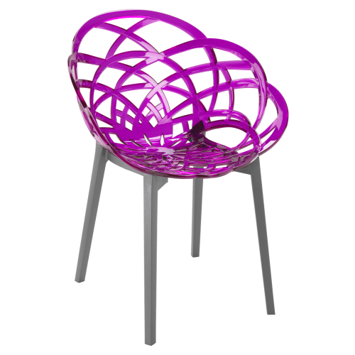 Papatya Flora Sessel transparent Magenta Stuhlsitz, Unterteil anthrazitgrau